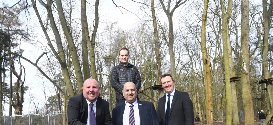 (front, left to right) Councillor Jim O’Boyle cabinet member for Jobs and Regeneration, Councillor Abdul Khan, Deputy Leader and Cabinet Member responsible for Parks, Richard Harrison, Managing Director of Coombe Abbey Park Limited and (back) Luke Parker,